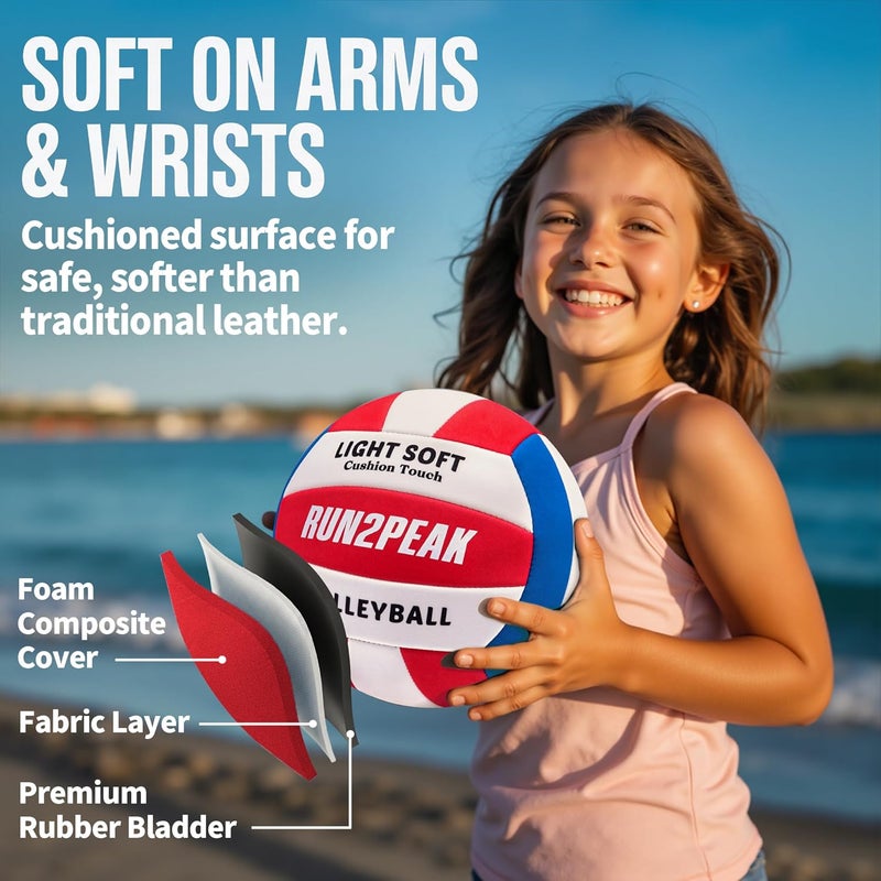 RUN2PEAK Light Soft Beginner Volleyball - Lightweight Soft Foam Composite Cover Training Ball, Official Size 5 - Gentle on Arms, Safe for Indoor Play, Youth Practice, or Recreational Games - Image 3